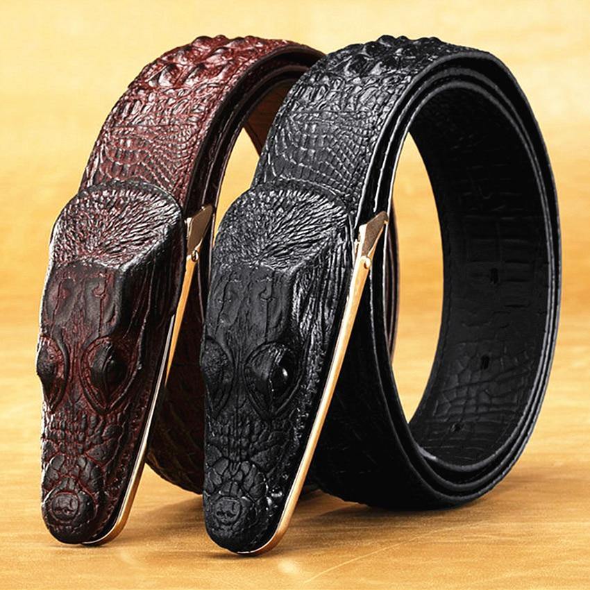 2018 new men's belt crocodile belt Genuine leather alligator strap crocodile head belt real cowhide fashion belts gift for men