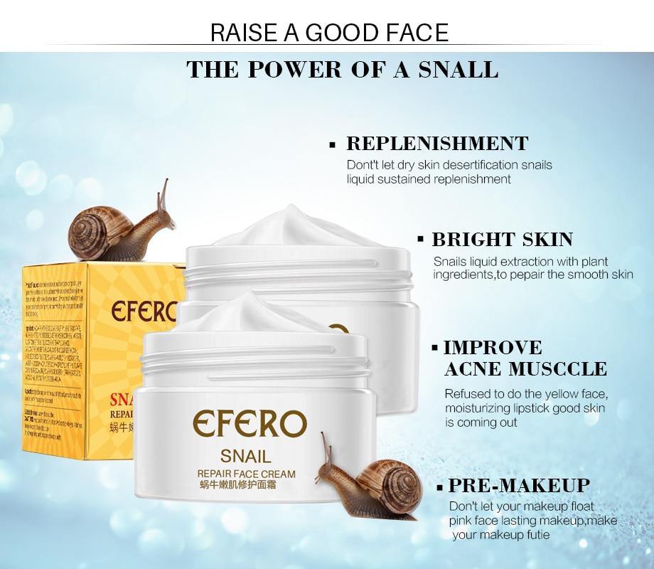 efero Snail Essence Repair Face Cream Moisturizing Whitening Anti Wrinkle Acne Treatment Firming Lift Snail Cream for Face Care