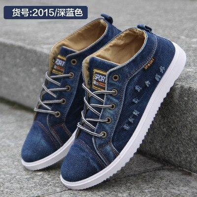 New Fashion Denim Man Canvas Shoes Men Shoes Casual High Top Sneakers 2019 Summer Breathable Plimsolls Male Footwear Men's Flats