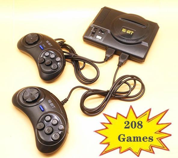 2019 New Retro Mini TV Video Game Console For Sega MegaDrive 16 Bit Games with 208 Different Built-in Games Two Gamepads AV Out