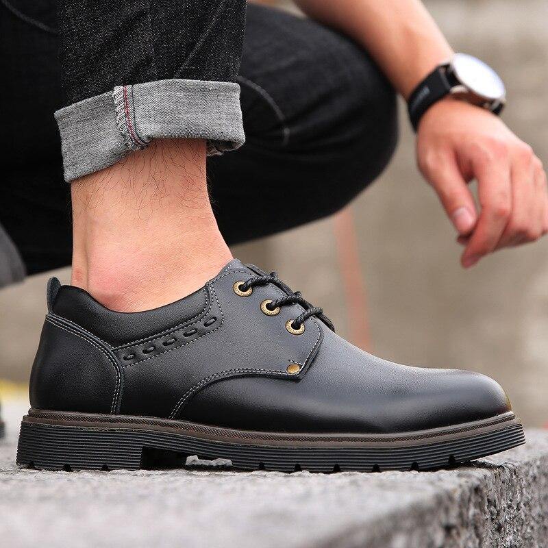 England Luxury Leather Shoes Men Formal Dress Fashion Oxfords Spring Autumn Safety shoes Lace-up Outdoor Mens Martin Shoes