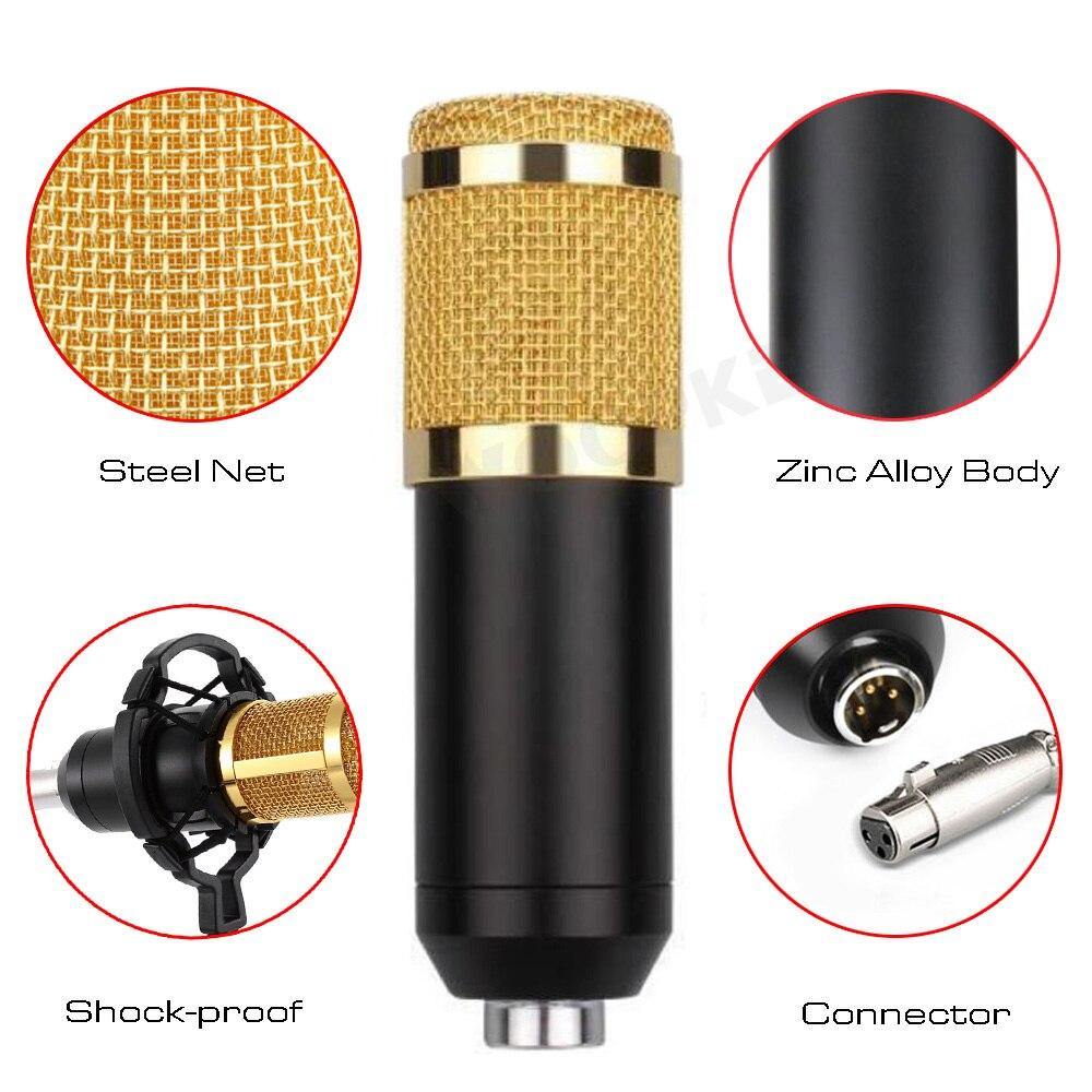 Wired Microphone BM 800 Mic stand Studio condenser Microphone With Filter V8 Sound Card Vocal Recording KTV Karaoke Microphone