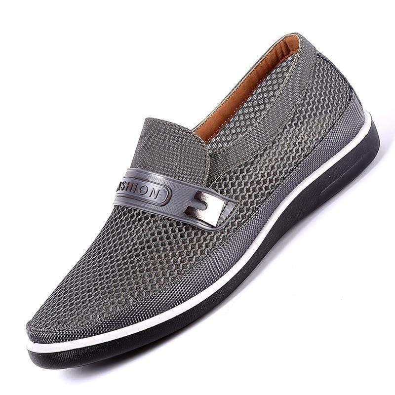 2019 New Summer Mesh Shoes Men Slip-On Flat Sapatos Hollow Out Comfortable Father Shoes Man Casual Moccasins Basic Espadrille