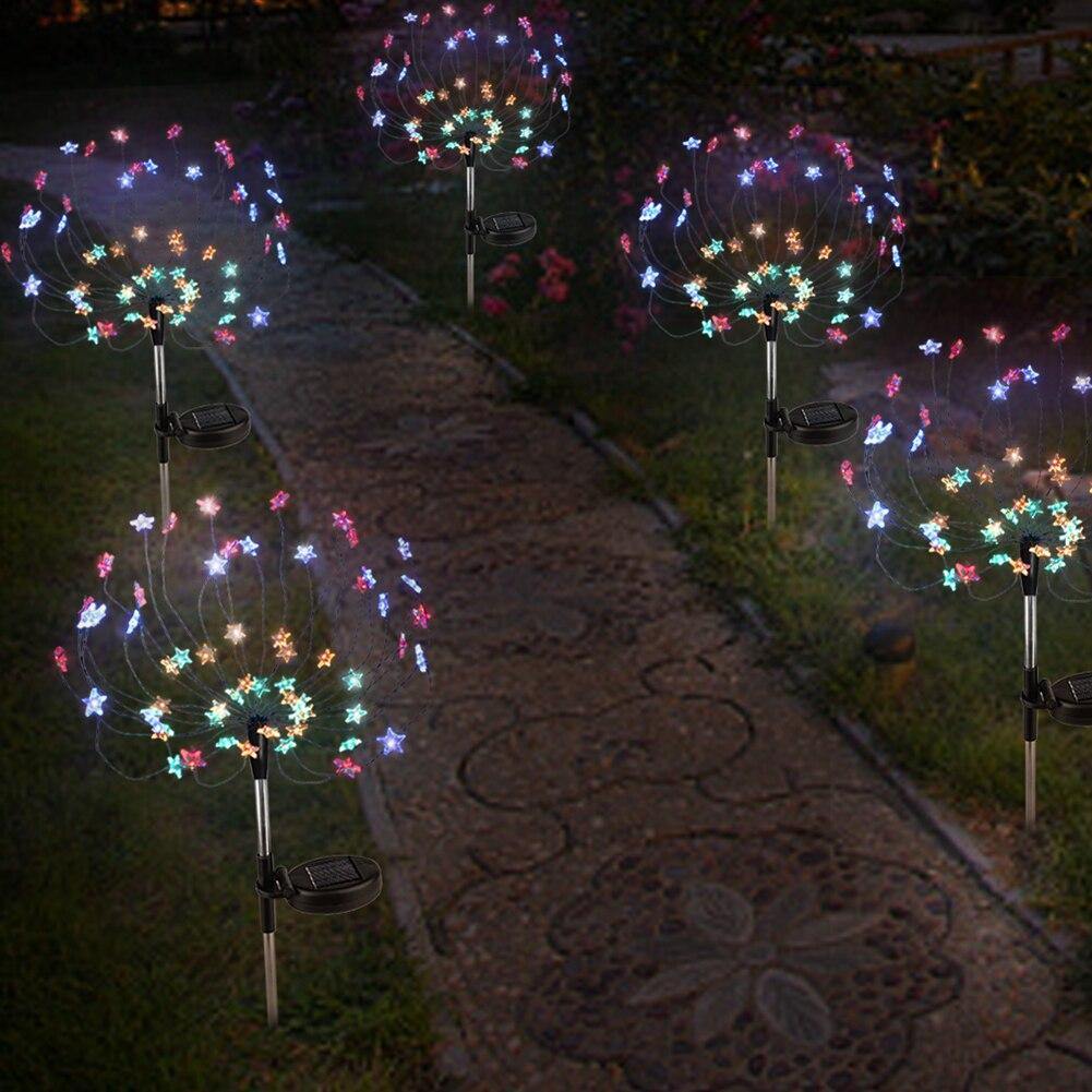 Hot Sell 2pcs 90 LED Solar Powered Firework Lights IP44 Waterproof Outdoor Lamp for Landscape Garden Outdoor Decoration