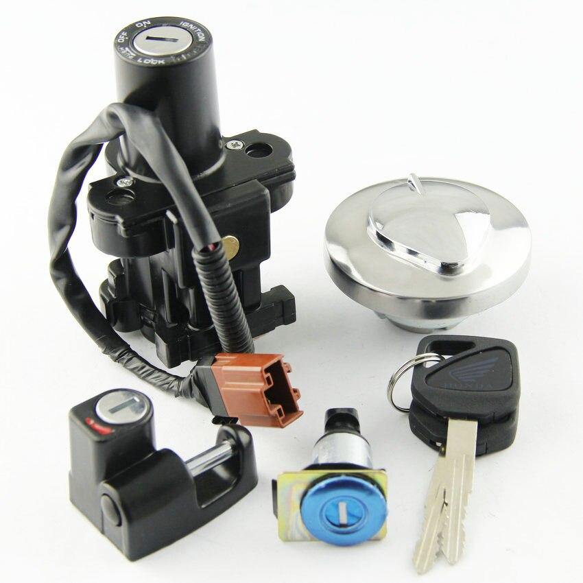 Motorcycle Ignition Switch Fuel Gas Tank Cap Cover Seat Lock Key Set Kit For Honda CB400SS