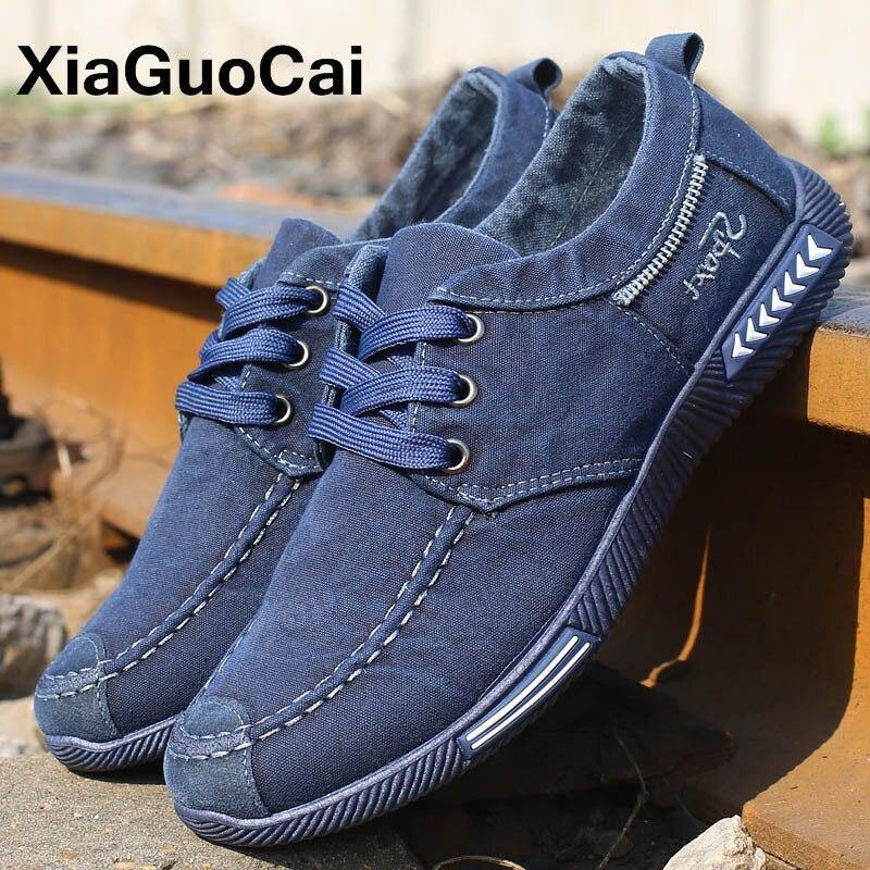 Canvas Men Shoes Big Size Spring Autumn Denim Man Casual Shoes Plimsolls Lace Up Breathable Male Flats Comfortable 2020 Footwear