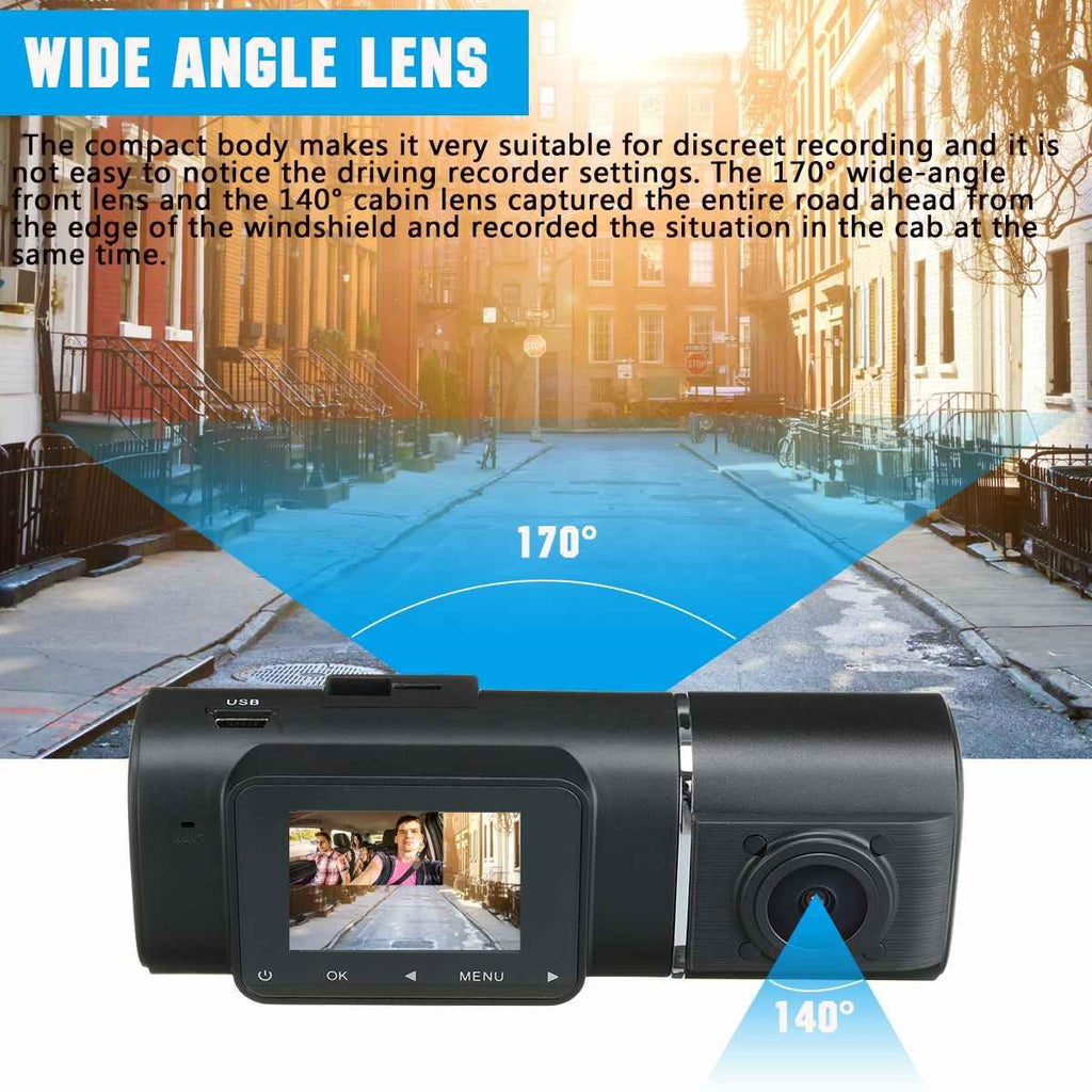 1.5 Inch  LCD Screen 1080P Dual Wide Angle Lens Car DVR Dash Cam IR Night Vision Front & Inside Camera HD Video Recorder