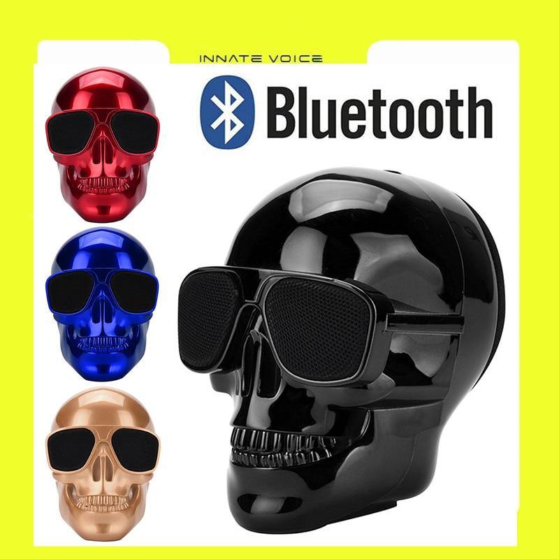 ZK50 Plating Skull Protable Wireless Bluetooth Speaker HD Bass Stereo Surround LED Loudspeaker Outdoor Mic TF Card Music Player