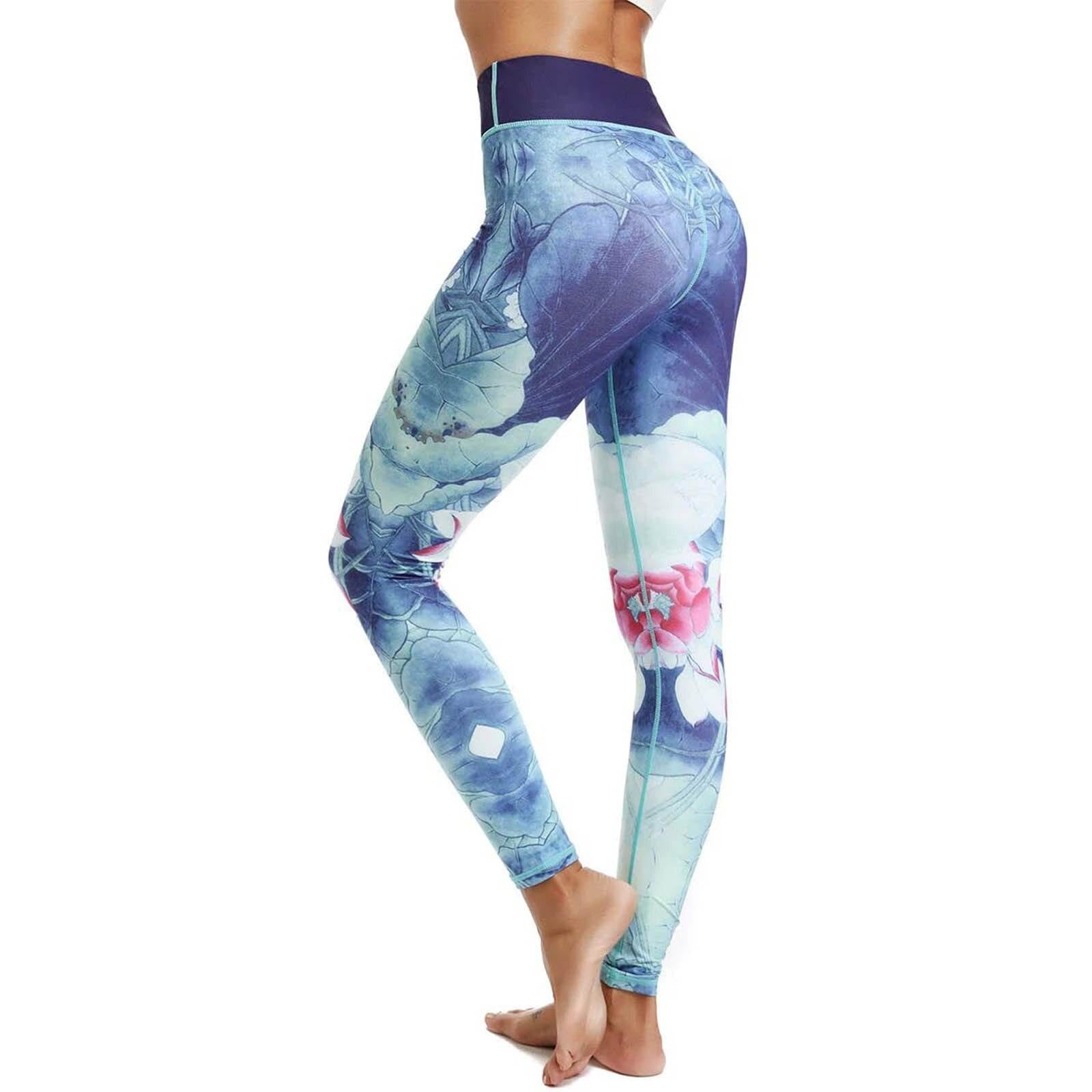 Women Yoga Pants 3d Flower Printing Compression Elasticity Fitness Sports Long Active Leggings Tights Girl Running Sportswear