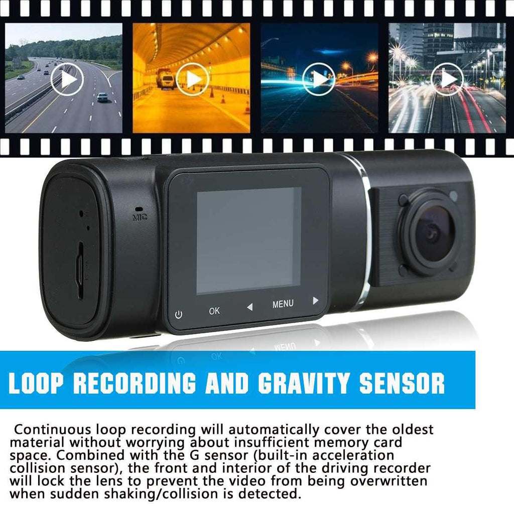 1.5 Inch  LCD Screen 1080P Dual Wide Angle Lens Car DVR Dash Cam IR Night Vision Front & Inside Camera HD Video Recorder