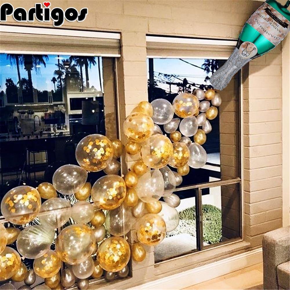 42pcs/set Champagne Balloon Large Size Champagne Cup Bottle Foil Latex Balloons Wedding Christmas Birthday Party Decoration