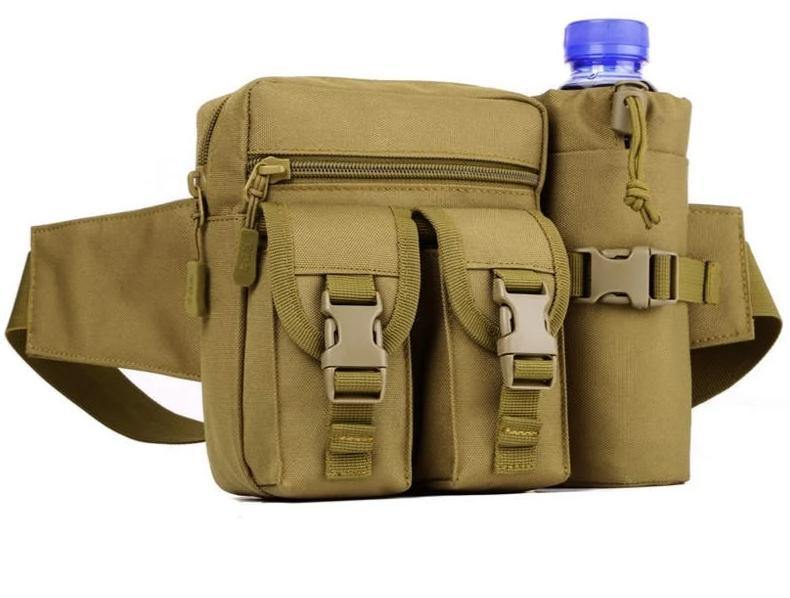 Tactical Water Bottle Waist Bag Military Outdoor Sports Camping Travel Waterproof 900D Nylon bag with water pouch Hiking Cycling