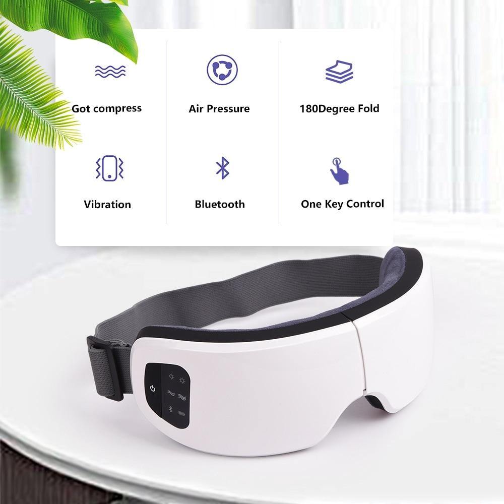 HeTaiDa Eye Massager Anti Wrinkle Fatigue Relief Music Wireless Heating Air Pressure Vibration Eye Massage Glasses for Eye Care