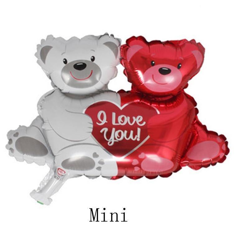 100x76cm Double Bear Hug Heart Balloons Foil Cartoon Bear I Love You Wedding Valentine's Day Event Party Balloon Decoration