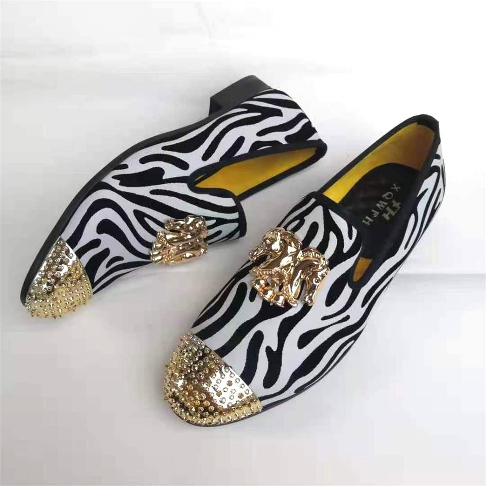 Handmade New Gold Toe Men Velvet Loafers Italy Brand Party And Wedding Men Dress Shoes