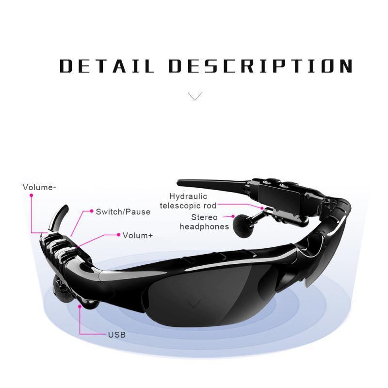 Bluetooth 5.0  Polarized Lens Smart Glasses Sports Headphone Sunglasses Headset With MicEarphone Speakers Driving Sun Glass