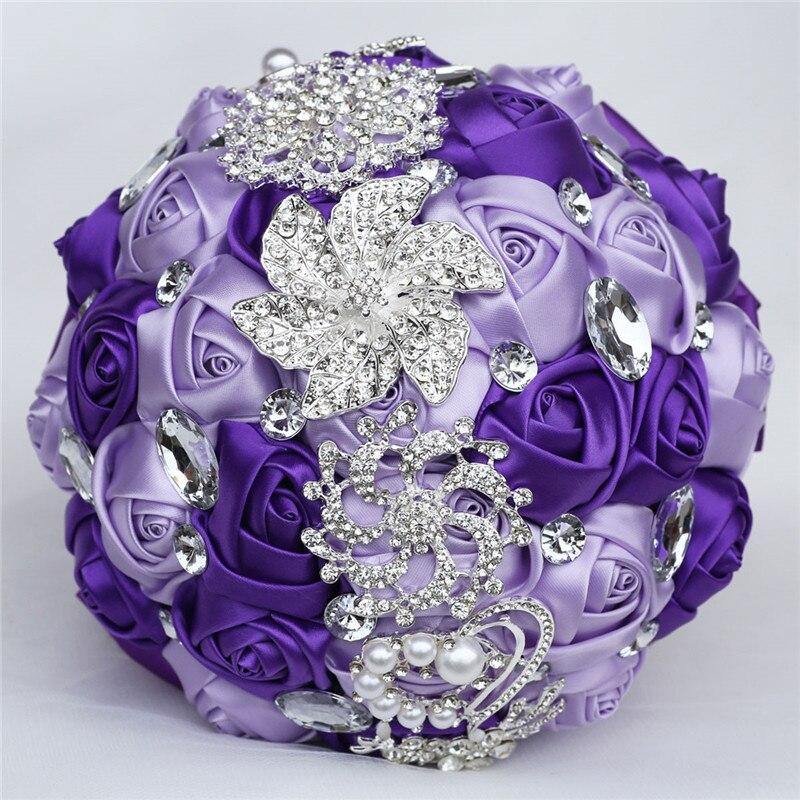 15cm Different Styles Bride Bouquets Bridal Wedding Holding Flowers With Diamond Pearls Ivory Rose Decoration Party Buque Noiva