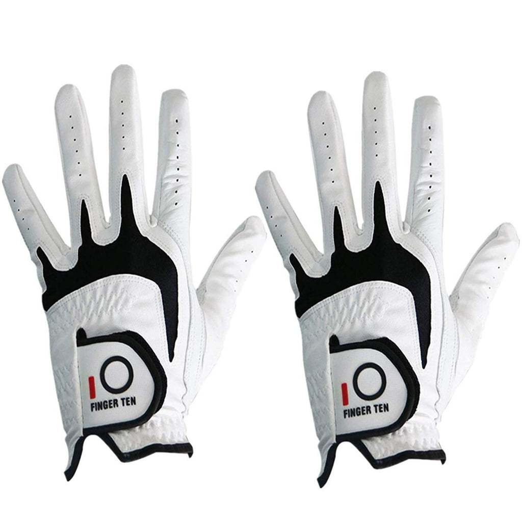 PU Leather Right Hand Golf Gloves Men All Weather Grip Soft Durable Left Hand Lh Rh 2 Pack/Set Golfer Player White Drop Shipping