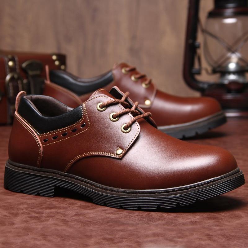 England Luxury Leather Shoes Men Formal Dress Fashion Oxfords Spring Autumn Safety shoes Lace-up Outdoor Mens Martin Shoes