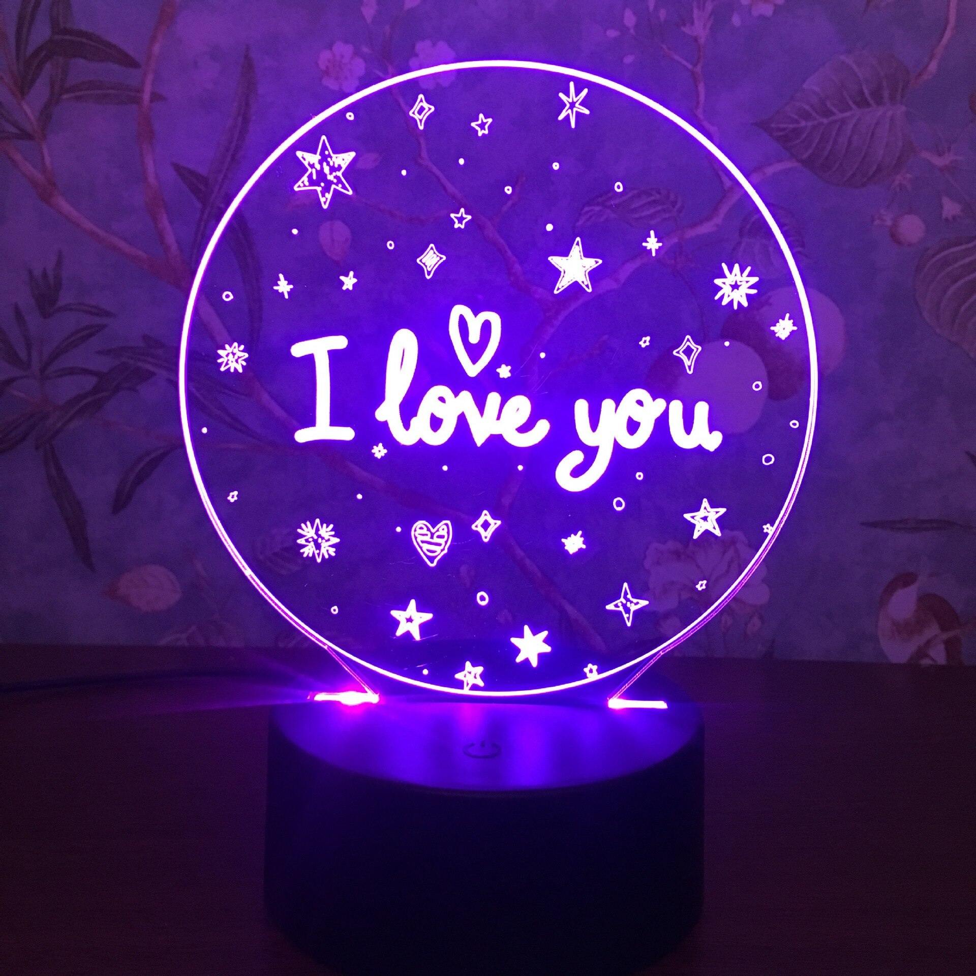 3D Lighting I LOVE YOU LED USB Table Night Light Lamp Remote Control 7 Colors Changing Indoor Lights Illusion Xmas Gifts