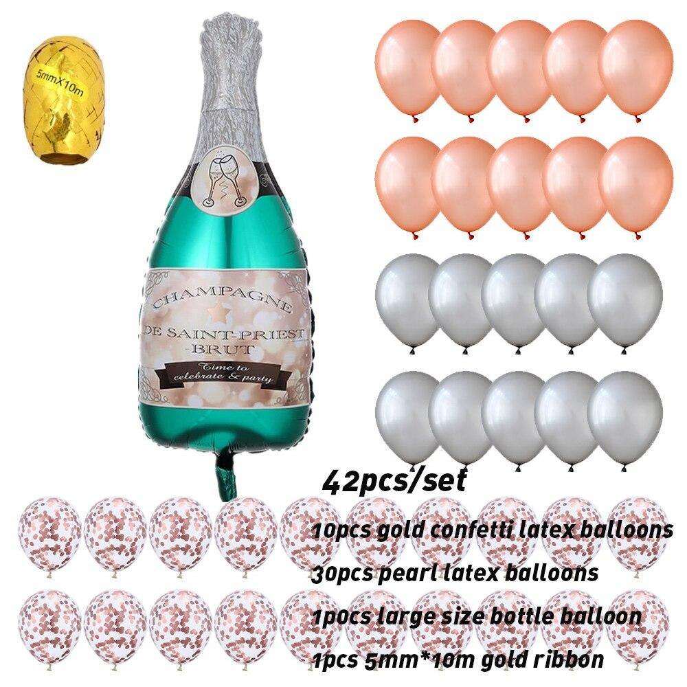 42pcs/set Champagne Balloon Large Size Champagne Cup Bottle Foil Latex Balloons Wedding Christmas Birthday Party Decoration