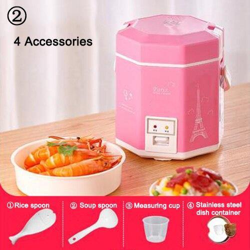 DMWD 1.2L Mini Electric Rice Cooker 2 Layers Heating Food Steamer Multifunction Meal Cooking Pot 1-2 People Lunch Box EU US Plug