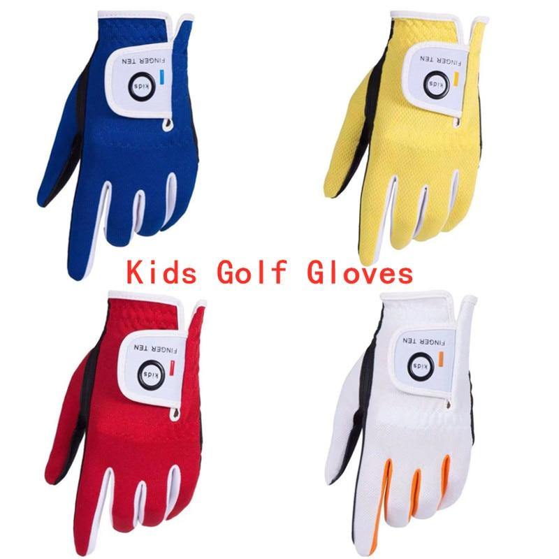 Left Hand Right Golf Gloves Kids Rain Grip Hot Wet Breathable Soft Junior Children Lh Rh S M L Durable 2 Pack Set Age 2-10 Years