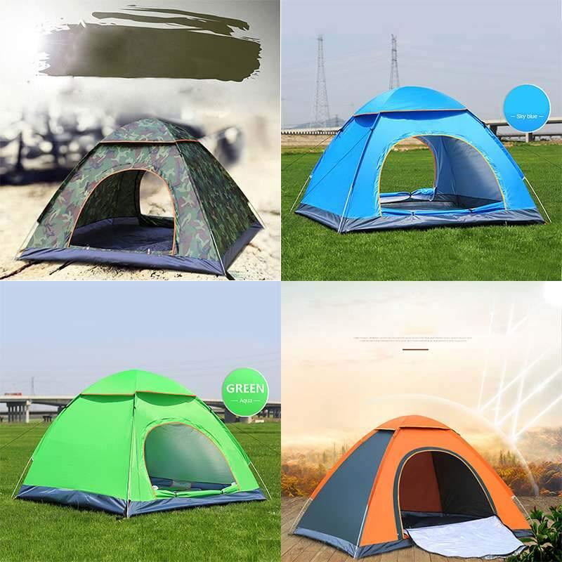 Portable Camping Folding Automatic Double-door Tent Outdoor Beach Traveling Hiking Sunshade Waterproof Shelter For 2-3 People