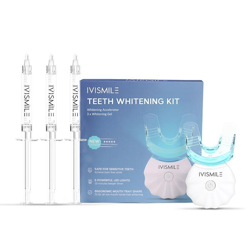 IVISMILE Teeth Whitening Kit With Led Light Oral Care Bleach Remove Tooth Stains Whitener Dental Equipment 35% CP (white)