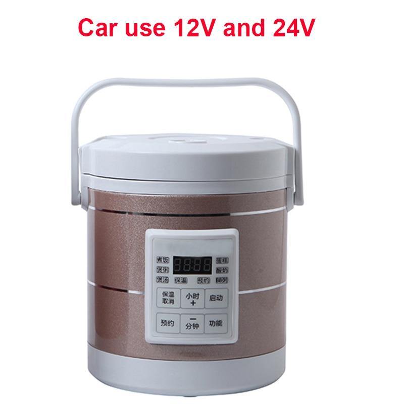12V 24V Mini Rice Cooker Car Truck Soup Porridge Cooking Machine Food Steamer Electric Heating Lunch Box Meal Heater Warmer