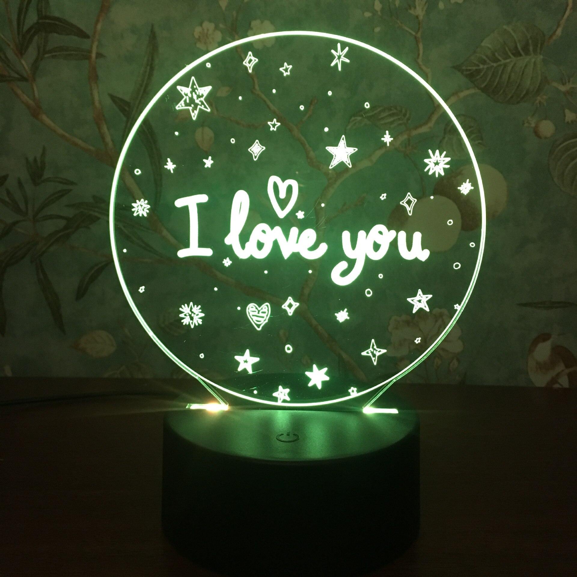 3D Lighting I LOVE YOU LED USB Table Night Light Lamp Remote Control 7 Colors Changing Indoor Lights Illusion Xmas Gifts