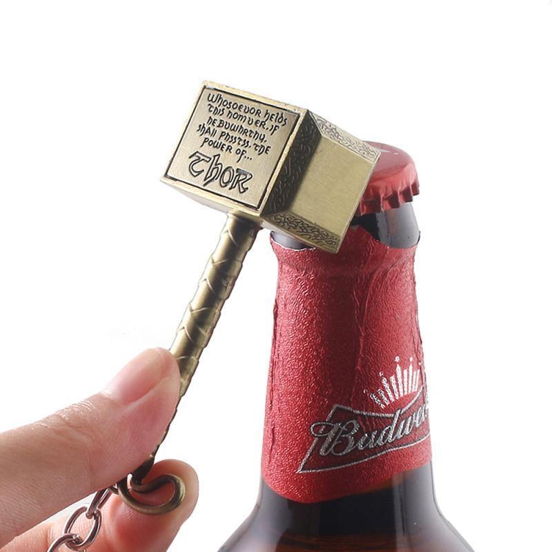 1PC Beer Bottle Openers Multifunction Hammer Of Thor Shaped Beer Bottle Opener With Long Handle Bottler Opener Keychain