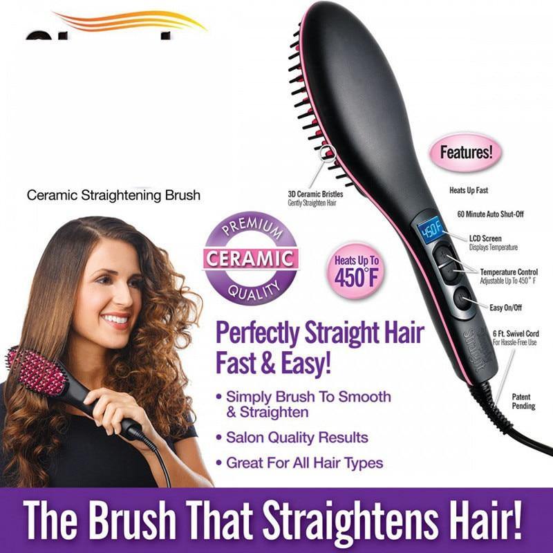 Electric Brush Hair Straightener Hair LCD Styling Straightening Comb Ionic Hair Brush Hot Irons Comb Hairbrush Heating Comb Tool