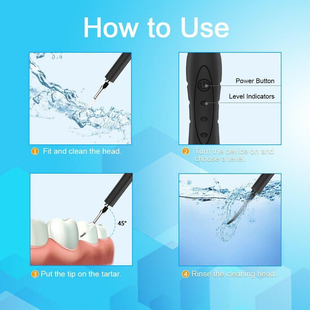 Electric Portable Sonic Dental Scaler Tooth Calculus Remover Tooth Stains Tartar Tool Dentist Whiten Teeth Health Hygiene white