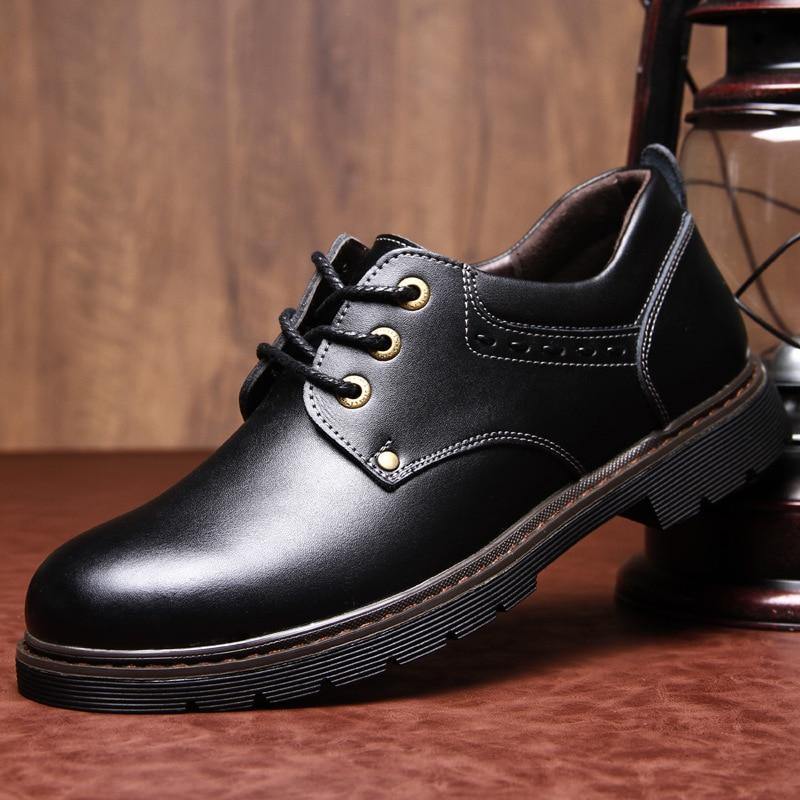 England Luxury Leather Shoes Men Formal Dress Fashion Oxfords Spring Autumn Safety shoes Lace-up Outdoor Mens Martin Shoes