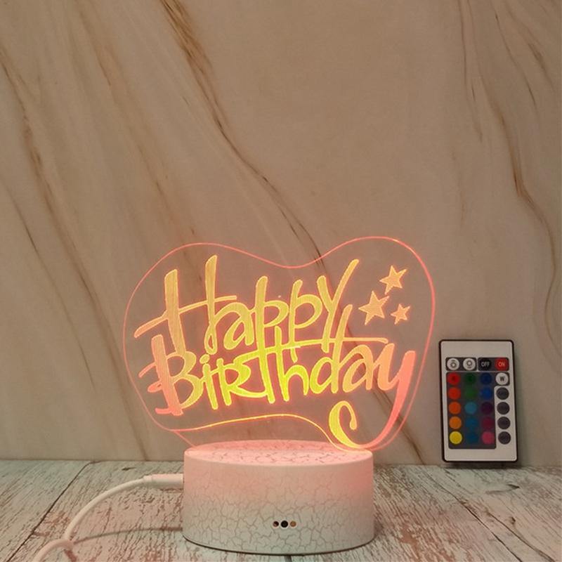 3D Birthday LED Night Lighting USB Remote Control. 1pcs, Lighting - Mercy Abounding