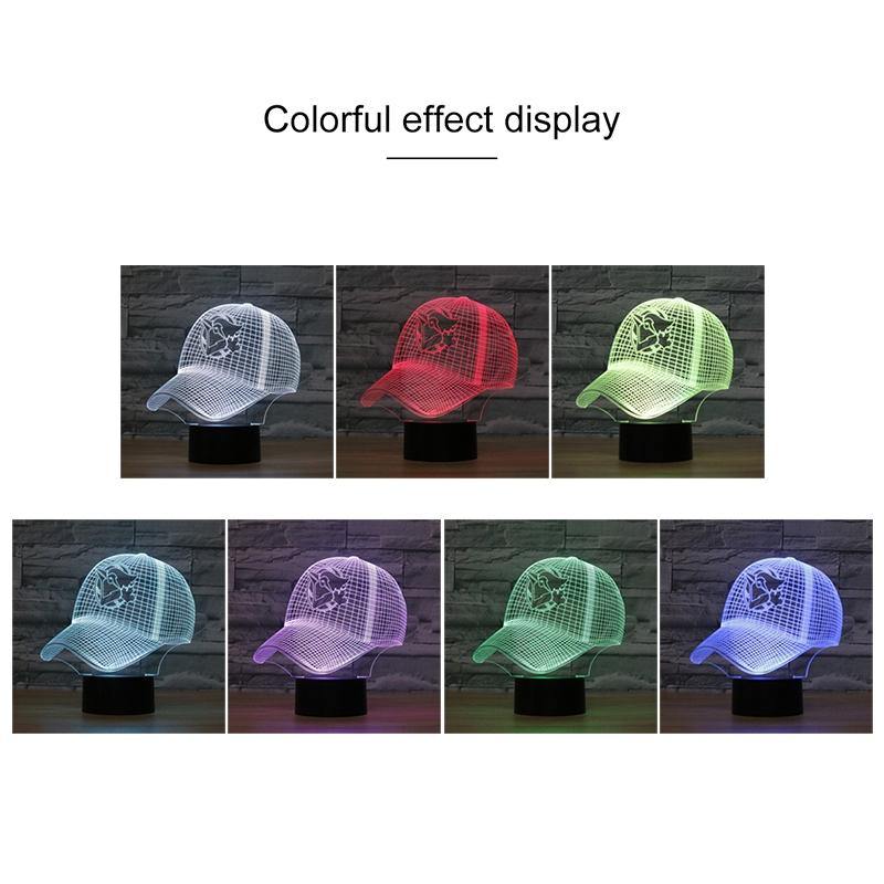 Baseball Cap Shape 3D Colorful LED Vision Lighting. 1PCS: - Mercy Abounding