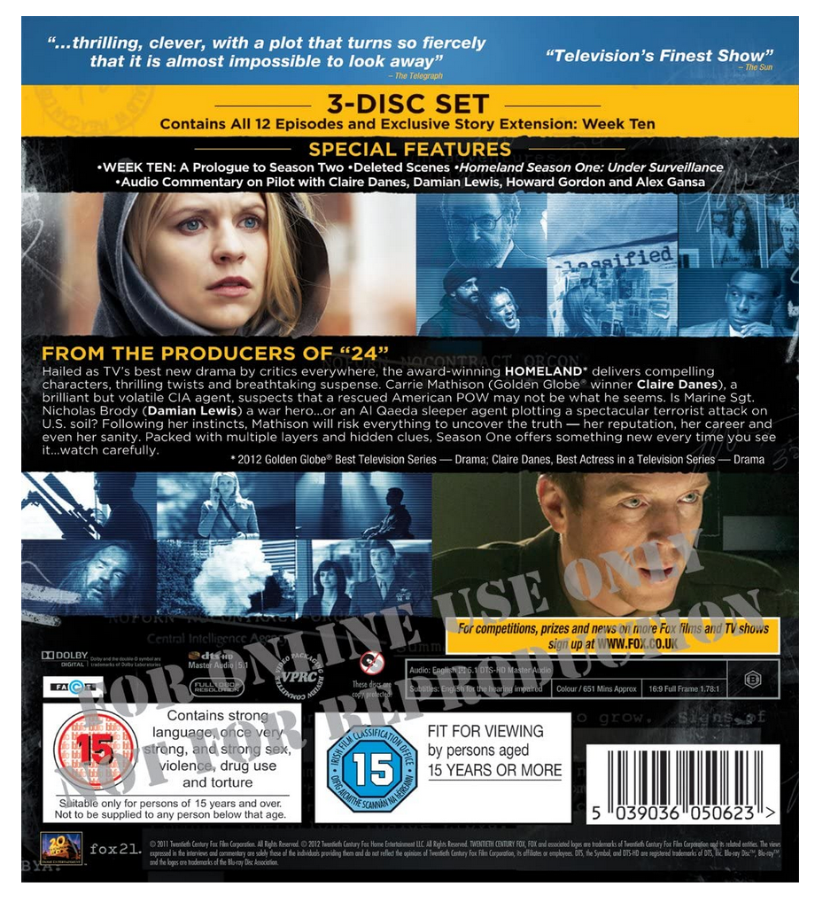 Homeland - Season 1 [Blu-ray] Damian Lewis New Sealed