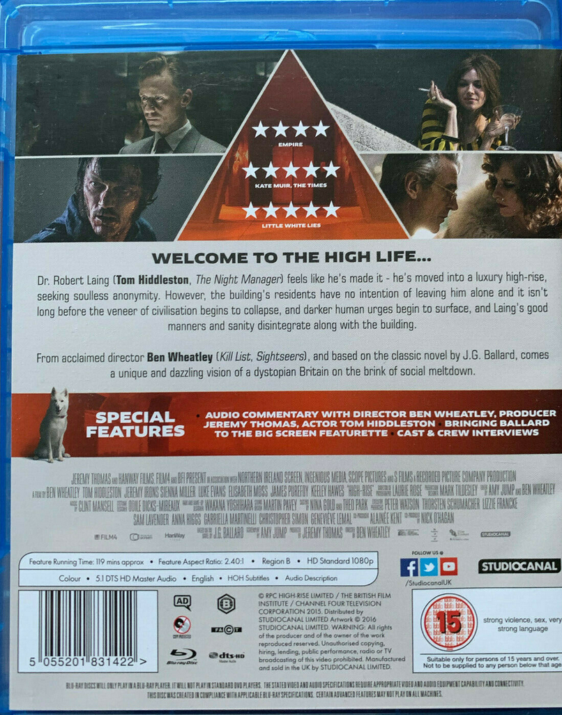 High Rise [Blu-ray] [2016] Tom Hiddleston (Actor) New Sealed