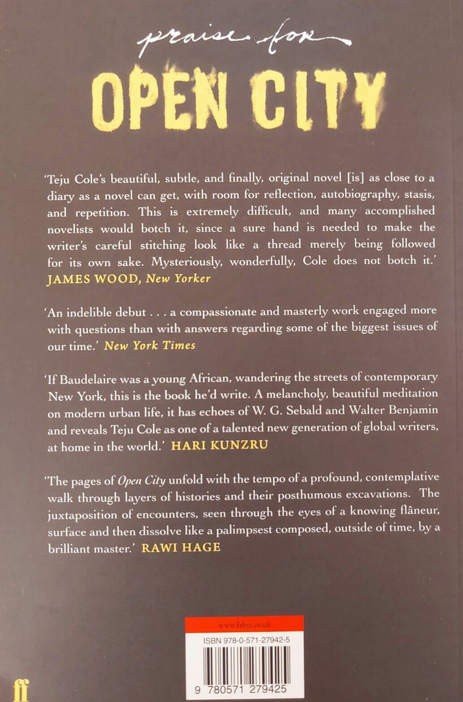 Open City by Cole, 'A novel to saviour & treasure Teju Book