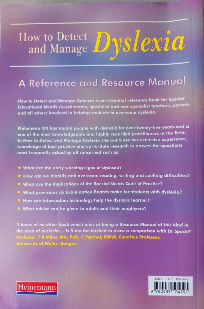 How To Detect and Manage Dyslexia Paperback Book