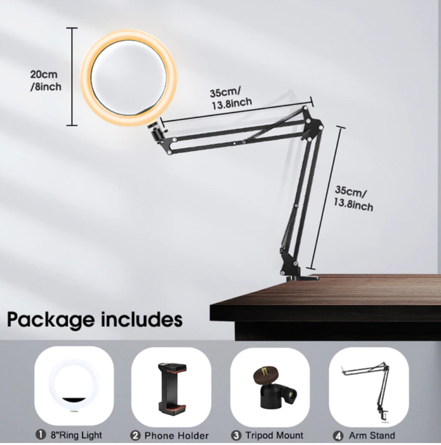 Ring Light Tripod Stand Selfie Phone Video Stream Recording