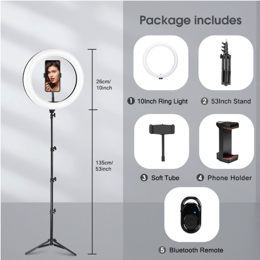 Ring Light Tripod Stand Selfie Phone Video Stream Recording