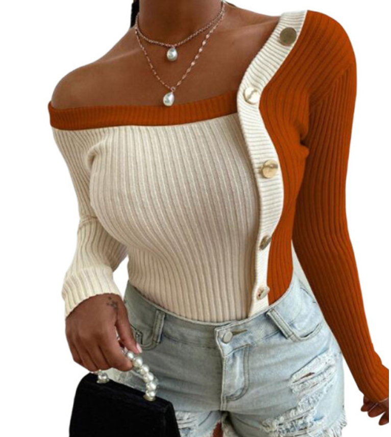 Sexy Women Sweaters Long Sleeve Off Shoulder Knitted Tops