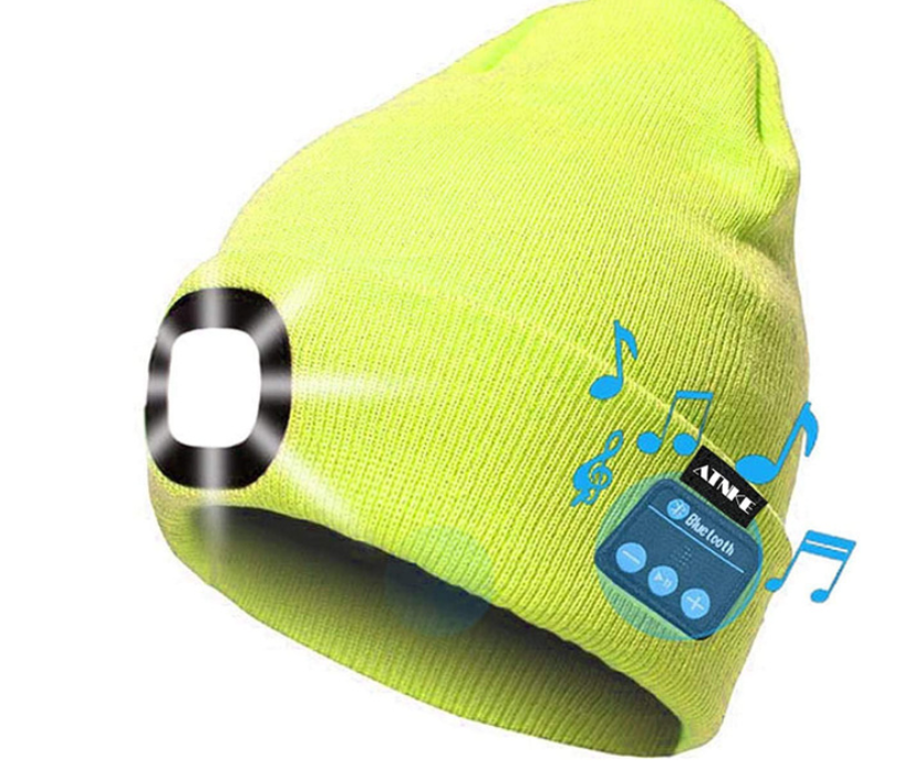 Winter Beanie LED Lighted Knitted Headphones Rechargeable Cap