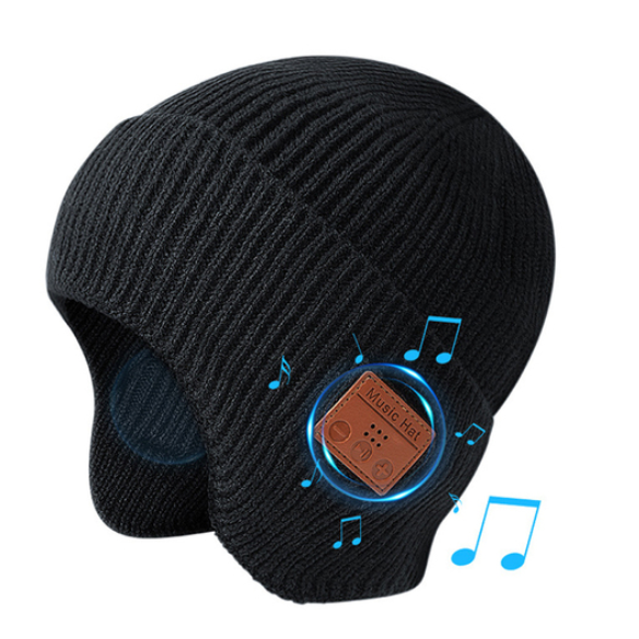Winter Beanie LED Lighted Knitted Headphones Rechargeable Cap