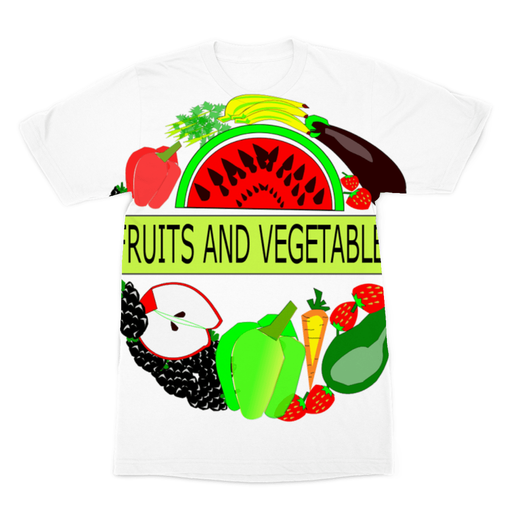 Gorgeous Polyester Fruits And Vegetables Design Adult T-Shirt - Mercy Abounding