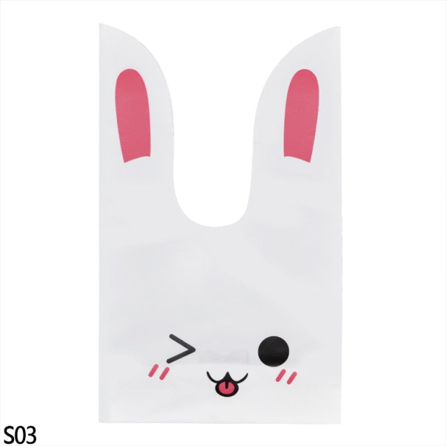 Easter Bunny Plastic Rabbit Cookie Bag Birthday Party Gift