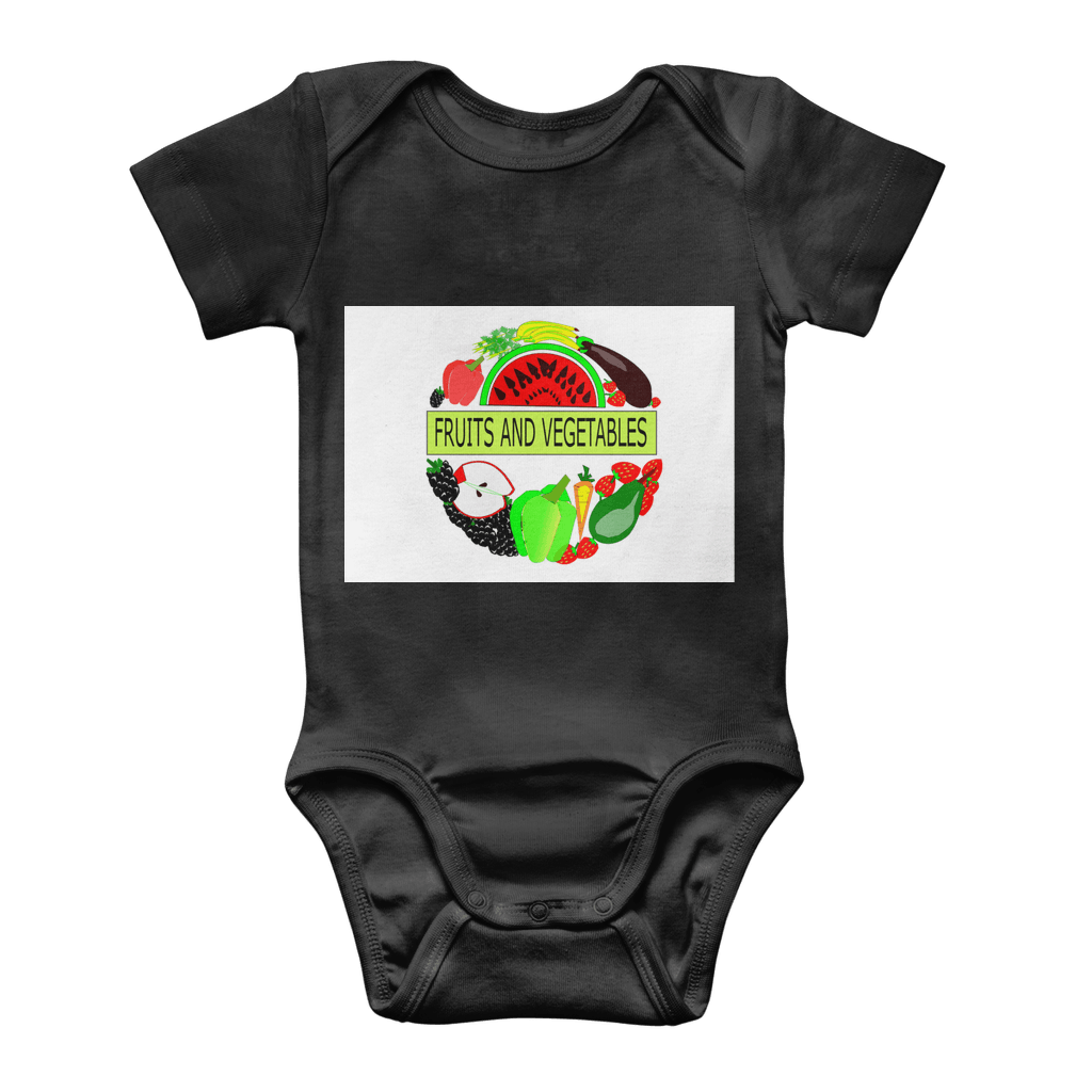 Classic Fruits And Vegetables Design Baby Short Sleeve Bodysuit - Mercy Abounding