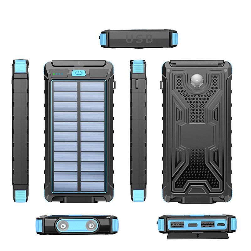 Waterproof Solar Power Bank For iPhone 11 Samsung 20000mAh